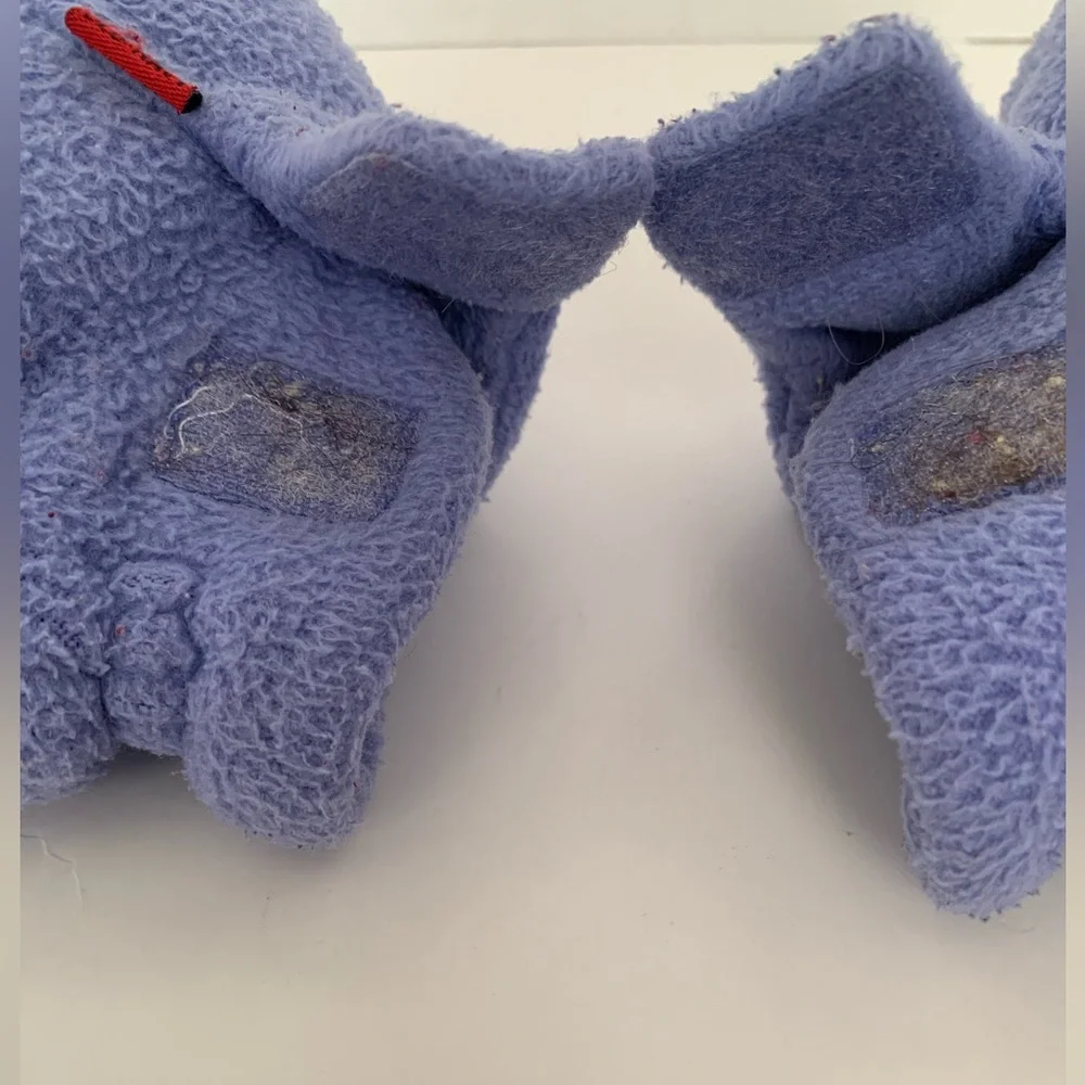 VTG Old Navy Slippers Booties Girls 2T Blue Rubber Soles Fleece Soft Cozy Warm